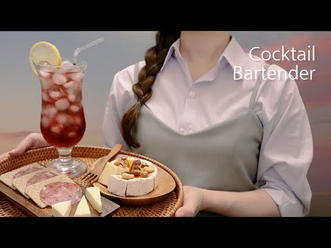 , title : 'ASMR/SUB 몽글몽글 노을 혼술🍸 칵테일 팝업 바💜 Bartender Roleplay, Cocktail Pop-Up Bar'
