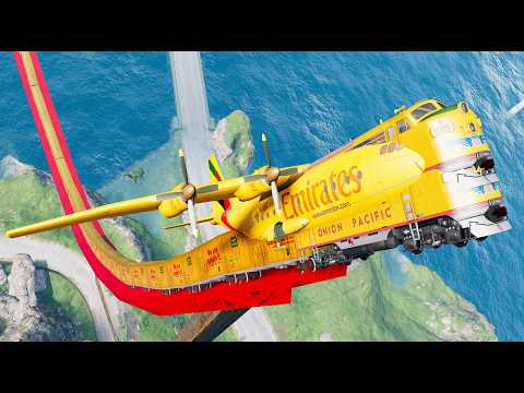 Big Long Trains Crashes #4 - Beamng drive