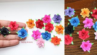 How To Make Small Paper Rose Flower -  DIY Handmade Craft - Paper Craft