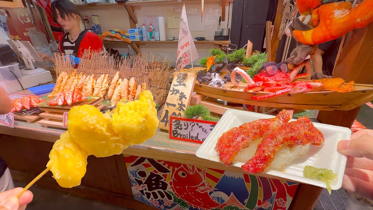 Explore culinary delights with the food recommendations in Nishiki Market.