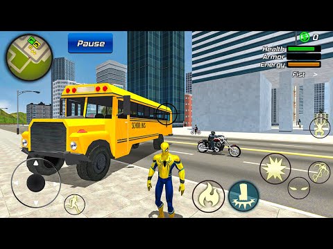 Spider Rope Hero Gangster Crime - School Truck Driving at Vegas City - Android Gameplay