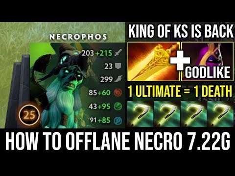 How to Offlane Necrophos in NEW 7.22g - WTF Cancer 1 Reaper's Scythe = 1 Death & Super KS DotA 2