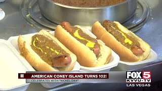 American Coney Island celebrates 102 anniversary with 5-cent coney dogs.