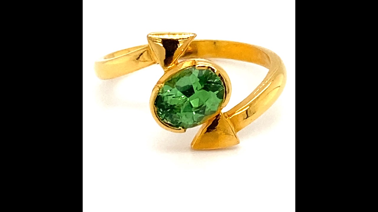 Tsavorite 1.25ct Solid 22K Yellow Gold Ring