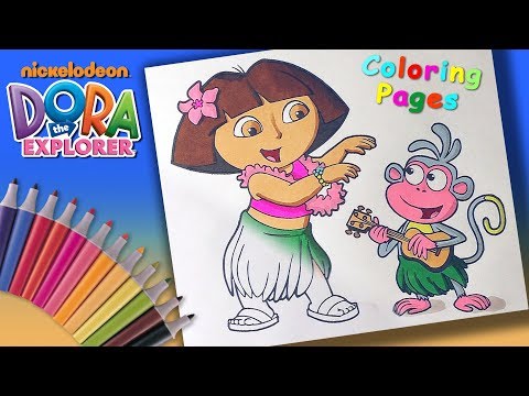 Dora the Explorer #LearnColors  Dora dances hula #ColoringforGirls Video
