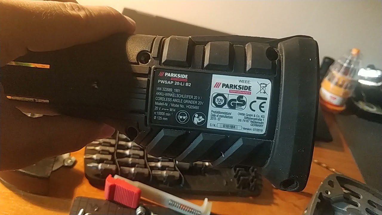 Naprawa Szlifierki Parkside Performance PWSAP 20-LI B2 - wada fabryczna.
