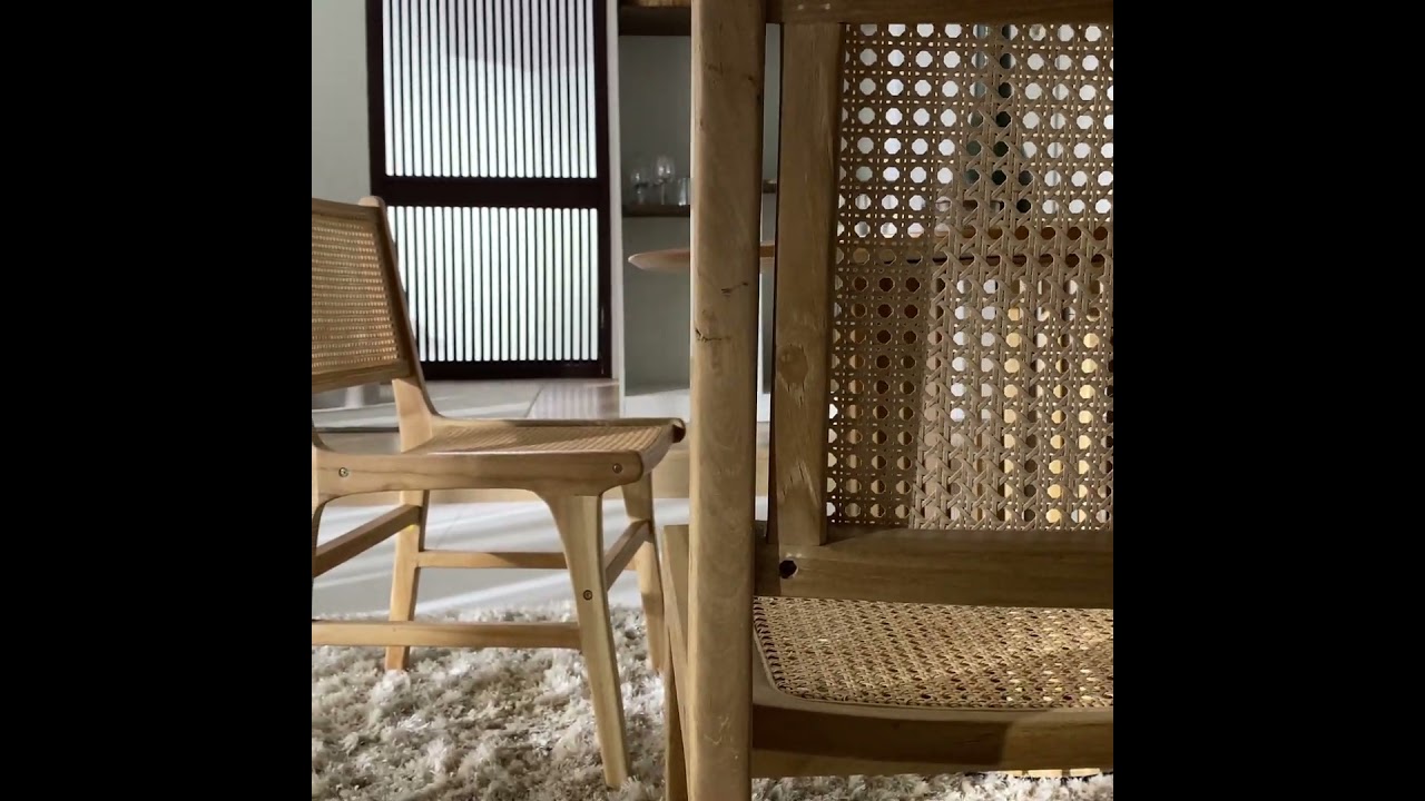 Video Basuki - Lot de 2 chaises en teck et cannage