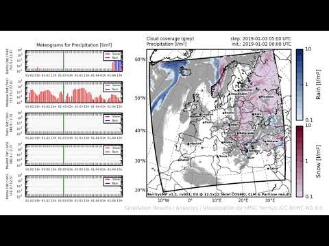 TerrSysMP monitoring run 2019-01-02 - precipitation - Europe (72h)
