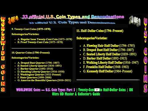 Worldwide Coins – U.S. Coin Types Part 3 | Twenty-Cent to Half-Dollar Coins | 8K Collector’s Guide