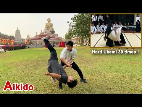 Aikido - Outdoor practice & Ukemi 30 times challenge !  with Shirakawa Ryuji shihan