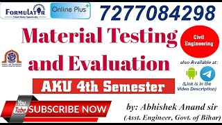 Material Testing and Evaluation | AKU | Concrete | Lecture 1 | FORMULATOR