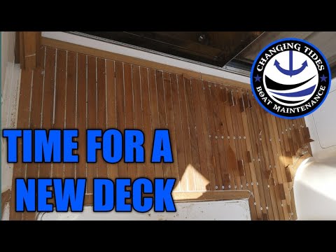 Teak deck removal and laying edges.
