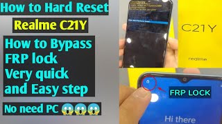 How to hard reset Realme C21y and How to bypass FRP lock very quick and easy step no need pc