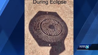 Viewing solar eclipse through colander with KCCI meteorologist Zane Satre