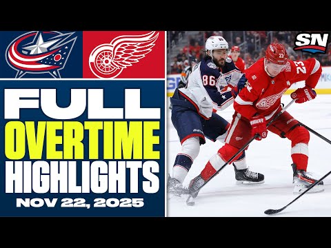 Columbus Blue Jackets at Detroit Red Wings | FULL Overtime Highlights - November 22, 2025