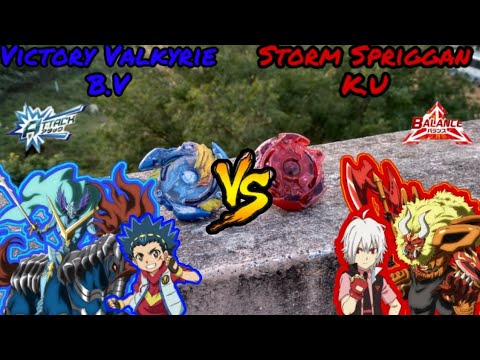 Friends and Rivals!Valt Vs Shu/Victory Valkyrie B.V VS Storm Spriggan K.U Beyblade Burst Battle!