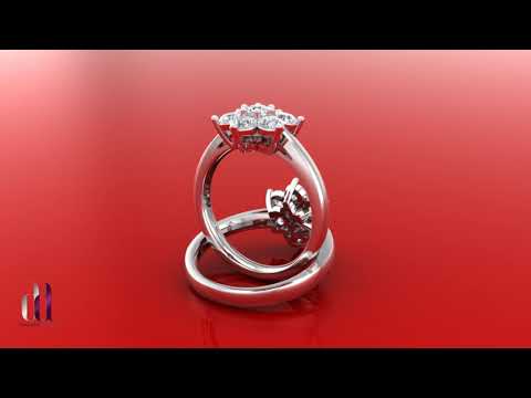 Flower Shaped Cluster Diamond Ring in White Gold SKU RG39533