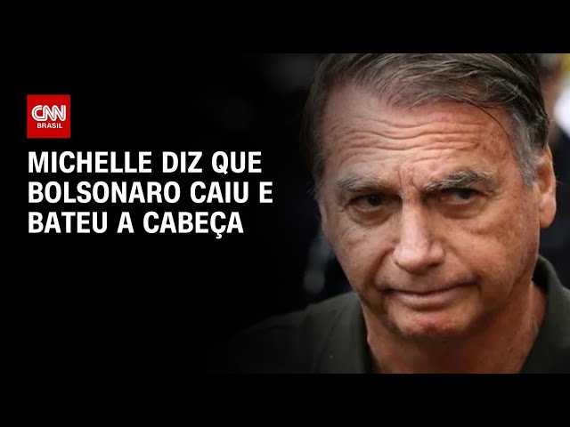 Michelle diz que Bolsonaro sofreu queda após crise e bateu a cabeça | LIVE CNN