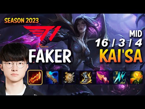 T1 Faker KAI'SA Mid vs EZREAL - Patch 13.12 KR Ranked