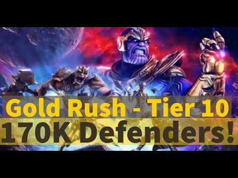 Gold Rush Tier 10 Guide with 170K Defenders! How to 3 Star Challenge | MARVEL Strike Force - F2P