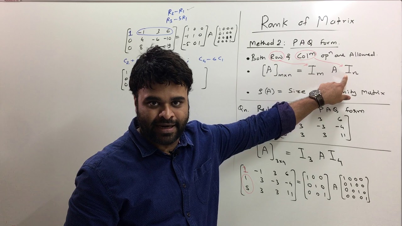Method to find Rank Of Matrix | By PAQ Form
