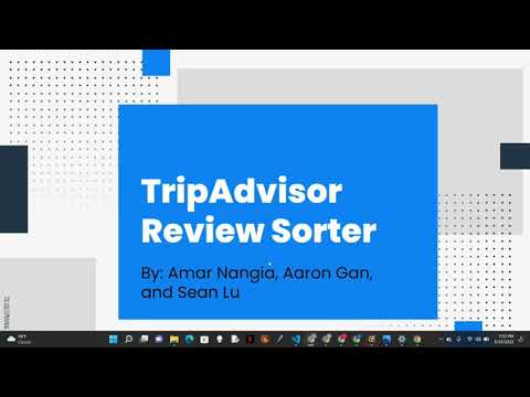 Trip Advisor Review Sorter - 2022 Youth in Computer Science Program