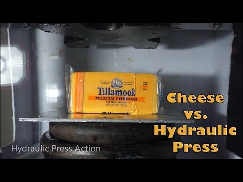 Cheese Block Crushed By Hydraulic Press| Extruded Tillamook Cheese!