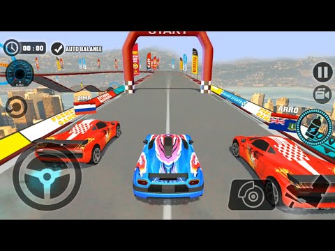 Impossible Car Tracks 3D - Multiplayer Mode - Blue Sport Car Driving Stunts - Android Gameplay 2021