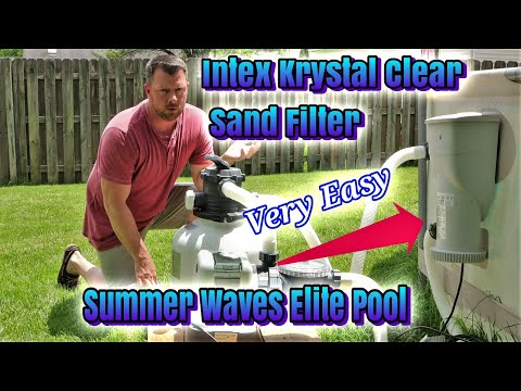 Intex Krystal Clear Sand Filter Pump hooked up to a Summer Waves Elite Pool