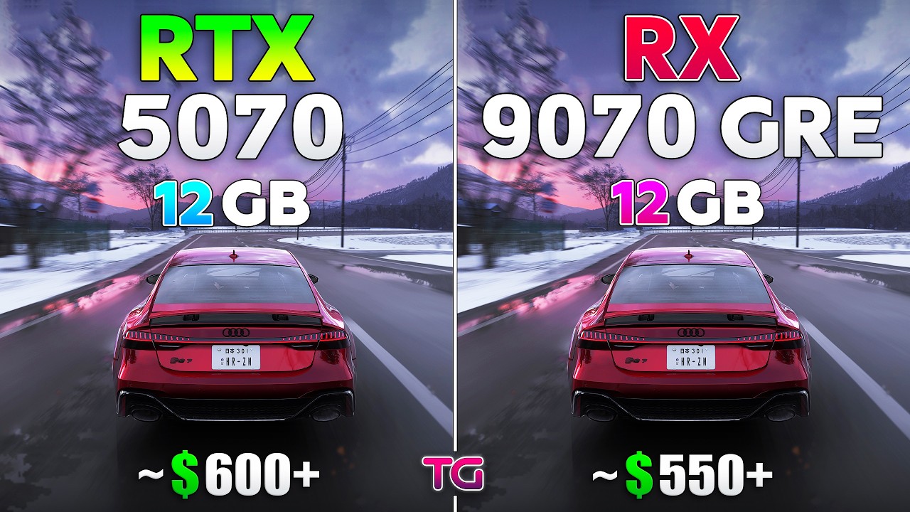 RTX 5070 vs RX 9070 GRE - Test in 12 Games