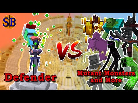 Sathariel Battle - Defender Phase 1 vs Mutant Monsters and More | Minecraft Mob Battle