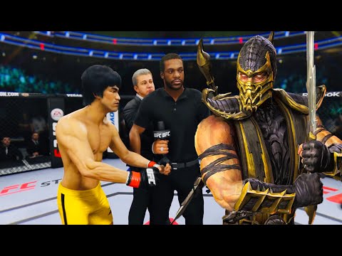 🔥  Bruce Lee vs. Hanzo Scorpion  (Mortal Kombat) (EA Sports UFC 4)