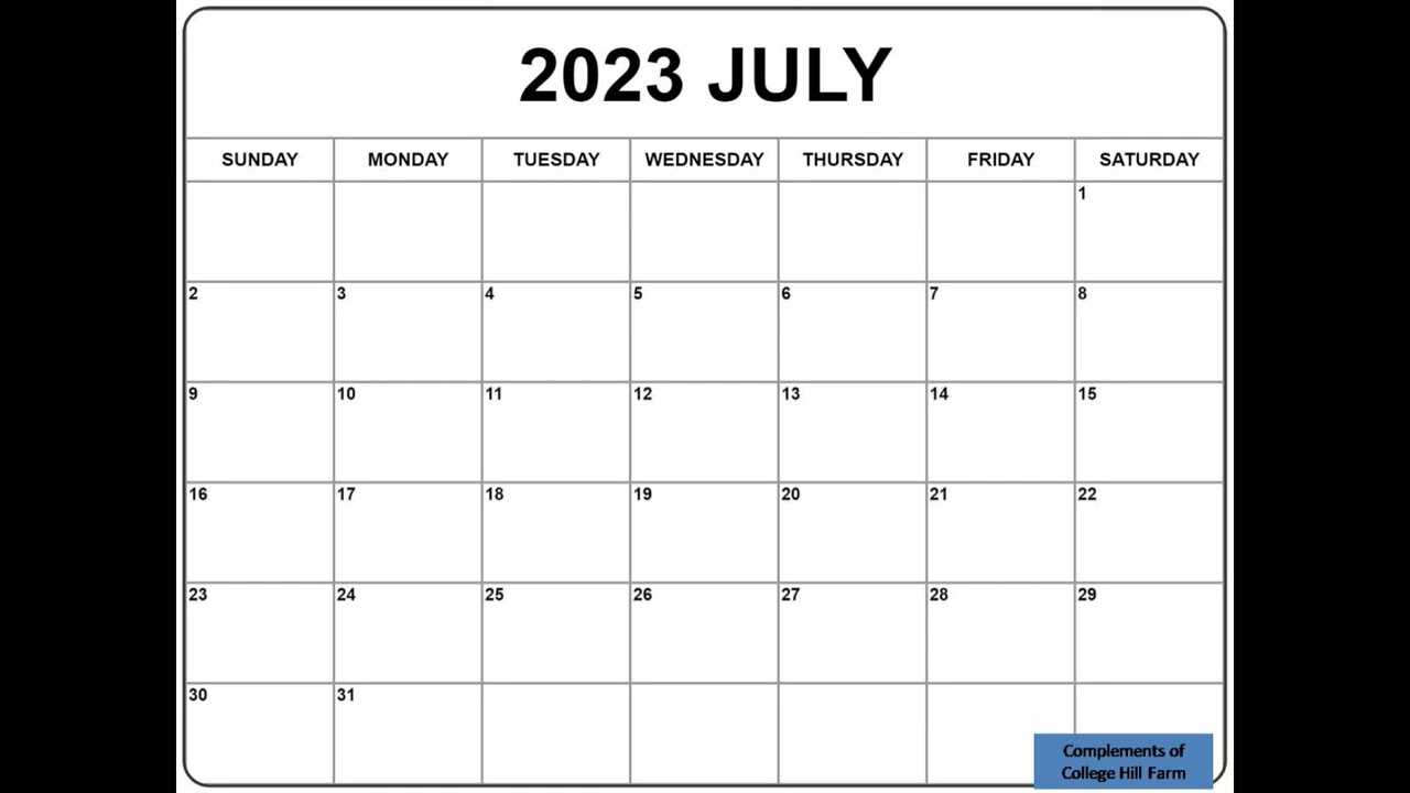 July 2023 CALENDAR (SIMPLE CALENDAR)