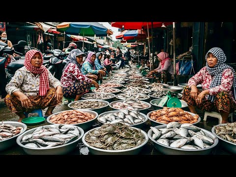Vibrant Fresh Fish Market Scene in Southeast Asia