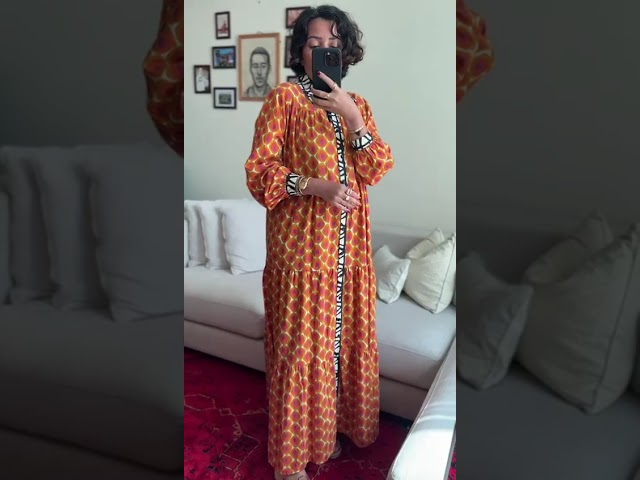 فستان قطن 100% بالون الاورنجي طويل 2025