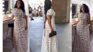 How to sew an A line button shirt dress with back belt flare gown 