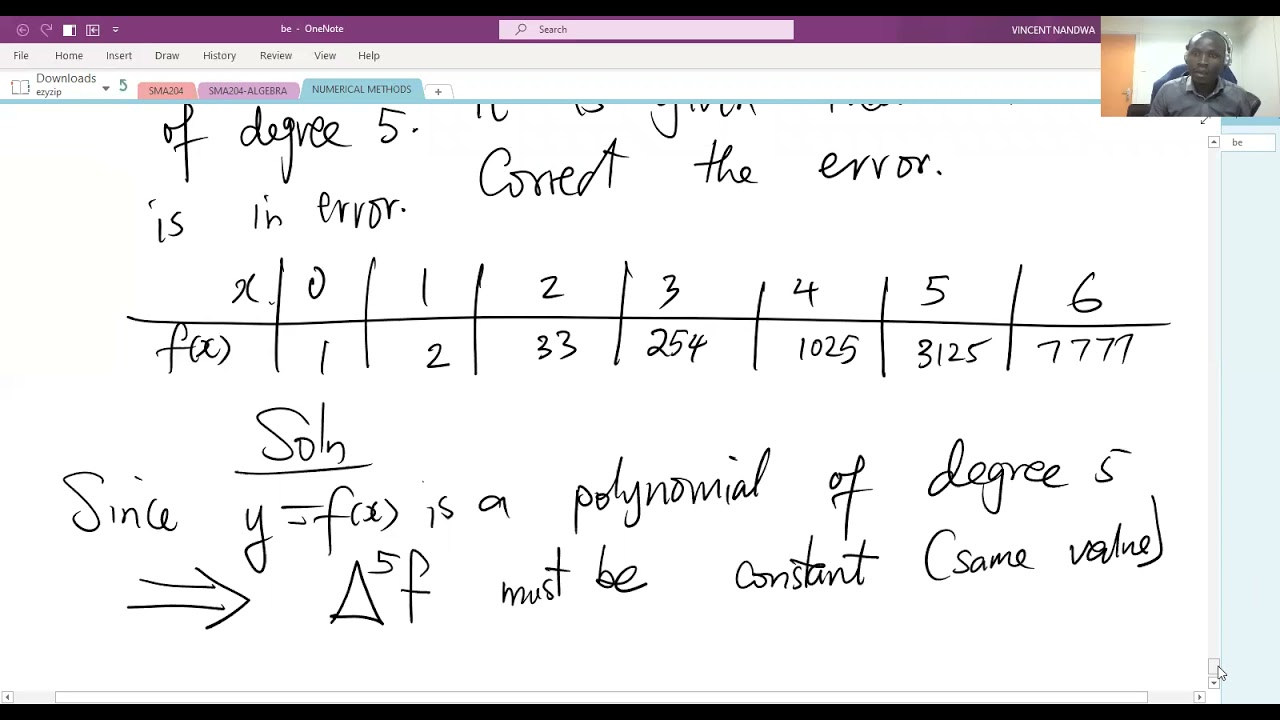Finding of errors in a difference table