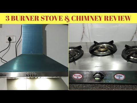 Preethi 3 burner gas stove/ sunflame chimney review/ cleanin...