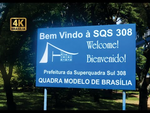 4K SQS 308 - Asa Sul BRASÍLIA/DF, Blocos, Escolas, Igrejinha, Teatro. Passeio Virtual. Bike Lane