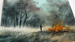 Dusk & Solitude: Painting a Campfire Scene in Watercolor
