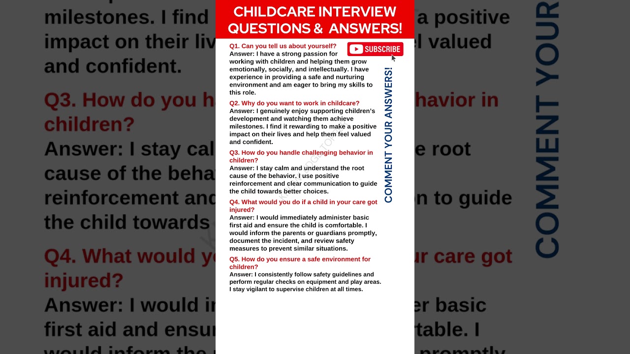 Childcare Interview Questions and Answers | Childcare Job Interview Questions and Answers