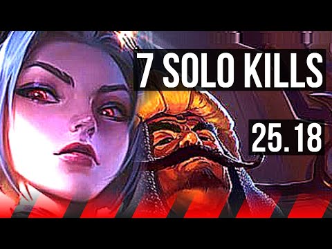 AKALI vs TRYNDAMERE (TOP) | 7 solo kills, 8/1/1, Legendary | KR Diamond | 25.18