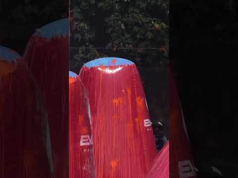 Paintballs flying through the air!