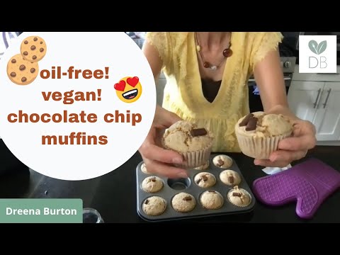 oil-free vegan chocolate chip muffins: recipe from Dreena's Kind Kitchen 🌱🍫