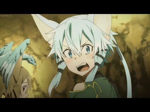Sword Art Online 2 - Kirito Grabs Sinon's Tail (English dub)