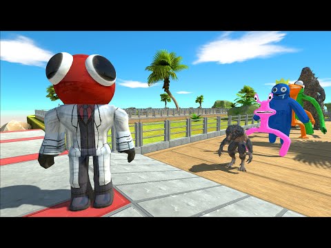 Rainbow Friend Red Oasis Death Run - Animal Revolt Battle Simulator