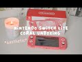 Nintendo Switch Lite Coral Unboxing Aesthetic