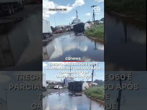 caminhão- tanque TOMBA NA saída pra Sidrolândia ms