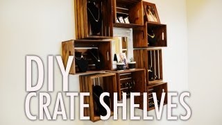 DIY Wood Crate Shelves