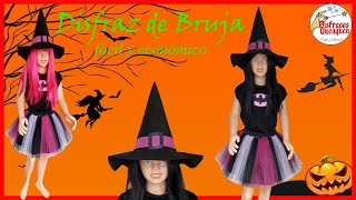 DIY. Disfraz de BRUJA para niña con tutu. 😍 Como hacer sombrero de Brujita para disfraz de Halloween